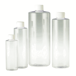 16 oz (480 ml) clear pvc cylinder with 28-410 white pp sturdeeseal pe foam lined cap attached