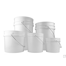 qorpak 5 gallon (640oz) white hdpe open head pail with embossed safety warning label