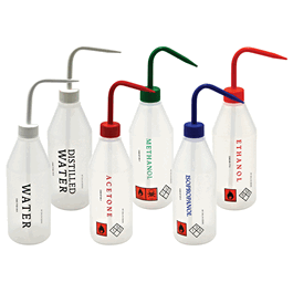 dynalon(r) azlon printed sloping shoulder wash bottle, ldpe, distilled water, 500 ml