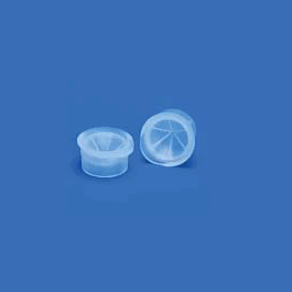 15 mm clear polyethylene snap plug with pre-scored starburst