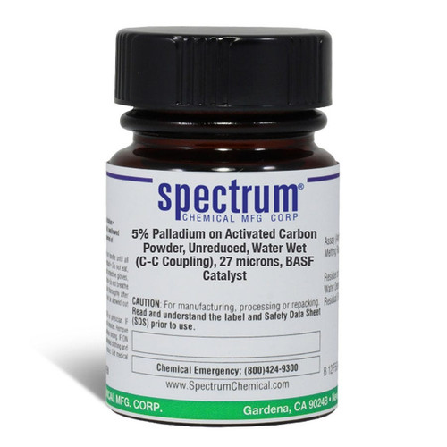 5 percent palladium on activated carbon powder, unreduced, water wet (c-c coupling), 27 microns, basf catalyst (c062b-065223)