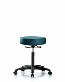 vinyl stool without back - medium bench height with casters in carbon supernova vinyl (c062b-006601)