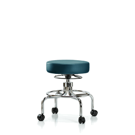 vinyl screw-lift stool - medium bench height with casters in carbon supernova vinyl (c062b-006769)