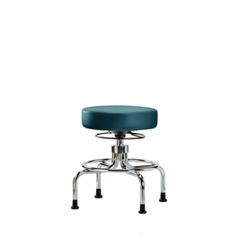 vinyl screw-lift stool - medium bench height with stationary glides in sterling supernova vinyl (c062b-006776)