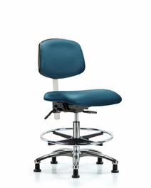 class 100 vinyl clean room chair - medium bench height with stationary glides in sterling supernova vinyl (c062b-007184)