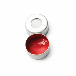 cap crimp 11mm silver aluminum white silicone / red ptfe septa 45 shore 1.3mm 100/pack (c062b-013261)