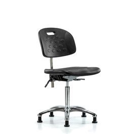class 10 newport industrial polyurethane clean room chair - medium bench height with stationary glides in blue polyurethane (c062b-030974)
