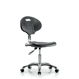 class 10 erie polyurethane clean room chair - desk height with casters in blue polyurethane (c062b-031019)