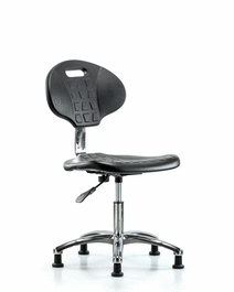 class 10 erie polyurethane clean room chair - desk height with stationary glides in blue polyurethane (c062b-031020)