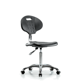 class 10 erie polyurethane clean room chair - medium bench height with casters in blue polyurethane (c062b-031029)