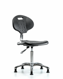 class 10 erie polyurethane clean room chair - medium bench height with stationary glides in blue polyurethane (c062b-031030)