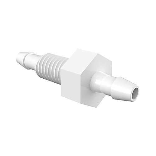 bulkhead 1/4" straight adapter 1/4" id x 1/4" id in non-animal derived polypropylene