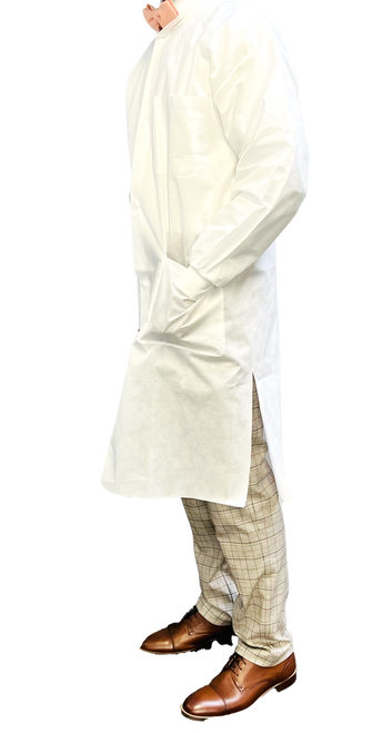 Safe First  Lab Coats, Large Triple layer, White Knee Length.