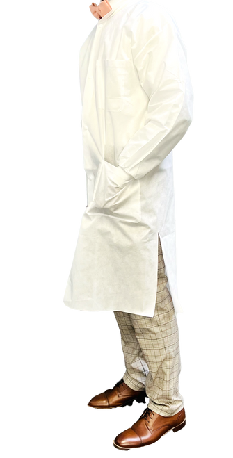 Safe First Lab Coats, X-Large Triple layer, White Knee Length.