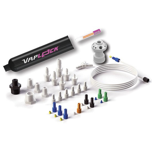cole-parmer vaplock™ solvent waste kit, ptfe, gl45, 1x1/2" npt, 3x1/4" npt, 6x1/4"-28 unf