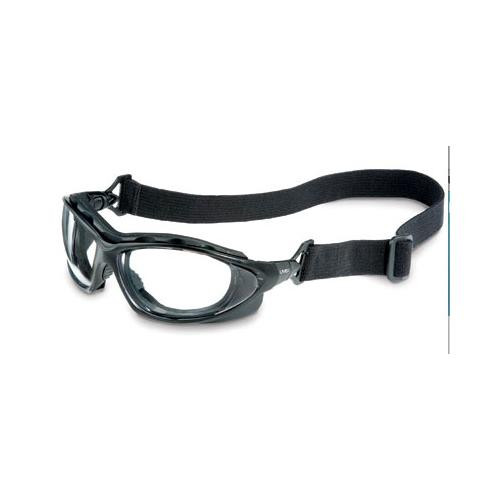 uvex seismic sealed eyewear black frame clear lens, dura-streme dual anti-fog/anti-scratch