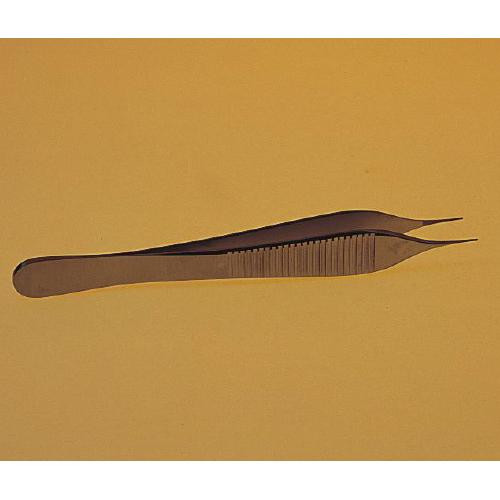 adson dressing forceps, delicate, serrated, angled, 4-3/4