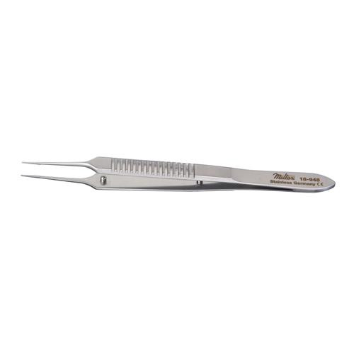 mcpherson micro iris suturing forceps, straight, smooth plat