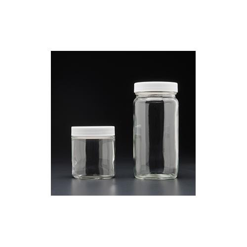 2oz, 60ml clear glass short straight sided wide mouth jar, 53-400mm thread, white polypropylene closure, .015"  ptfe lined, standard