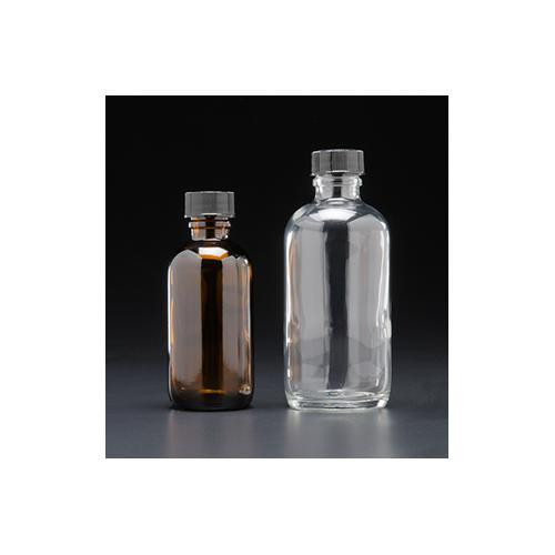 2oz, 60ml, amber narrow mouth septum bottle, 20-400mm, thread, black pp closure, ptfe/silicone liner, standard
