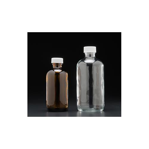 32 oz, 1000ml, clear boston round  bottle assembled with 33-400mm thread white polypropylene closure, .015" ptfe lined, precleaned