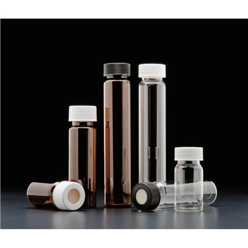 20ml voa vial, clear, assembled with white polypropylene 24-414mm open top closure, 0.125" ptfe/silicone septa, standard