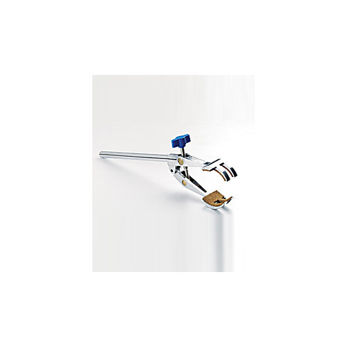 clamp, four finger, synthware, accepts articles up to 80mm, die cast alloy with ni/cr plated finish and cork lined interlocking jaws