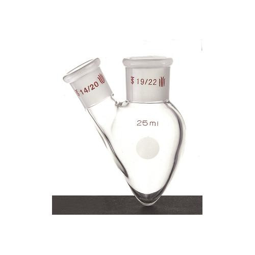 pear-shaped flask, 2-neck, 25 ml, joint: side/center 14/20