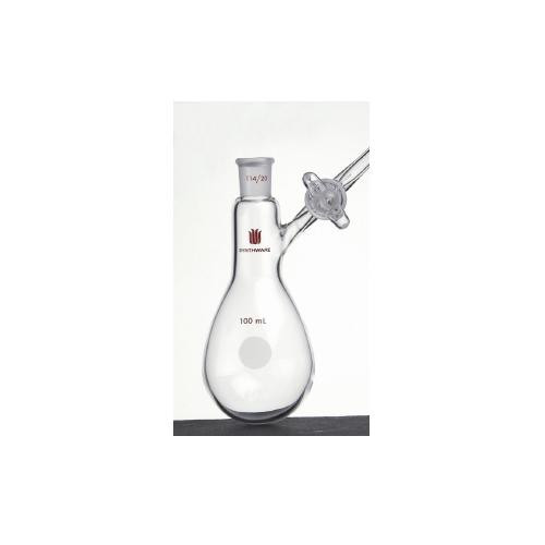 schlenk flask, pear shaped, w/ 2mm bore glass stopcock, 50 m (c08-0473-287)