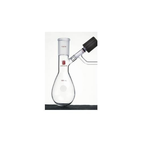 schlenk flask, pear shaped, w/ high vacuum valve, 25 ml, joint: st 14/20 outer