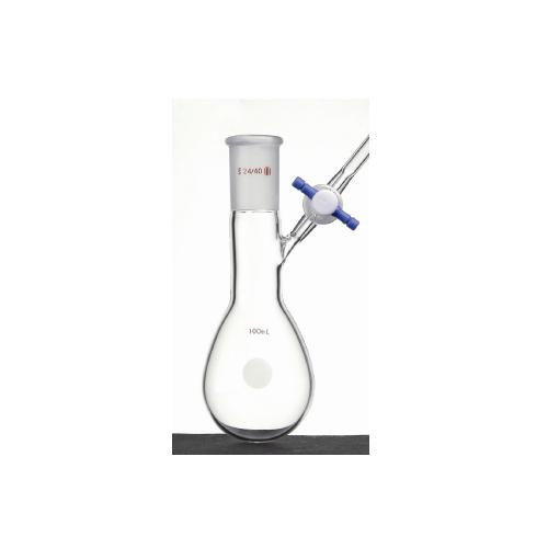 schlenk flask, pear shaped, w/ 2mm bore ptfe stopcock, 100 m (c08-0473-381)