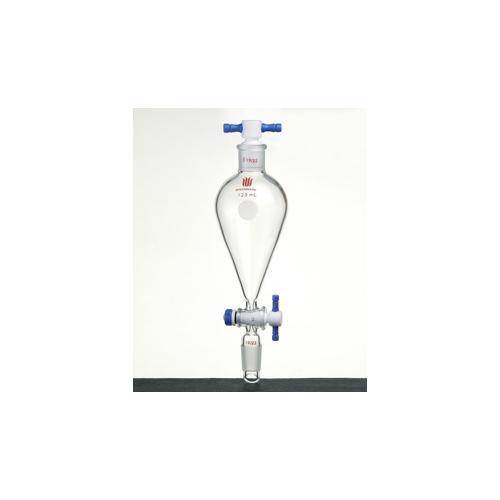 separatory funnel, standard taper joint, glass stopper, capacity: 250ml, joints: 24/40, ptfe stopcock bore: 2mm