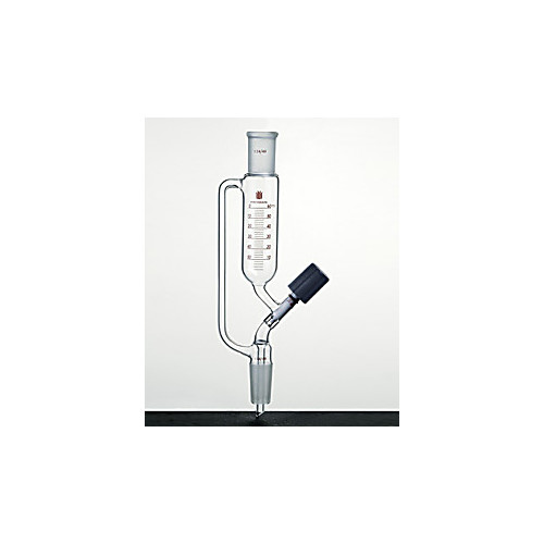 addition funnel, pressure equalizing, high vacuum valve, synthware, capacity: 60ml, joints: 14/20, valve size: 0-4mm