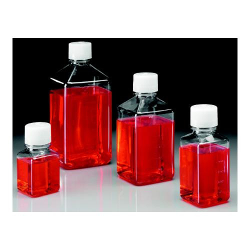 pet square media bottles w/closure, sterile, 250 ml