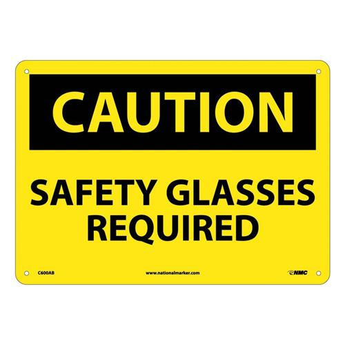caution, safety glasses required, 10x14, ps vinyl