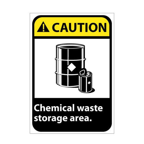 caution, chemical waste storage area, 14x10, ps vinyl