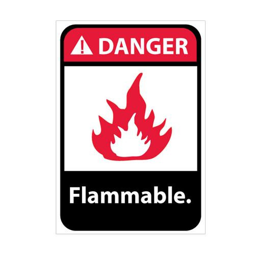 danger, flammable with graphic, 14x10, rigid plastic