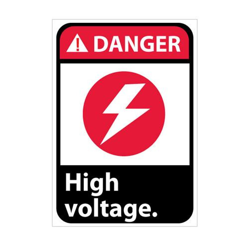 danger, high voltage with graphic, 14x10, rigid plastic