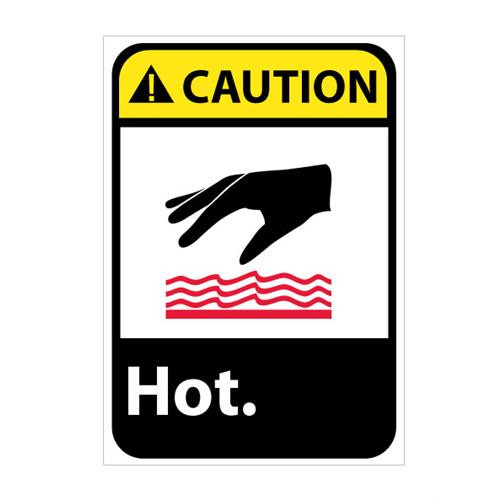 caution, hot, 14x10, rigid plastic