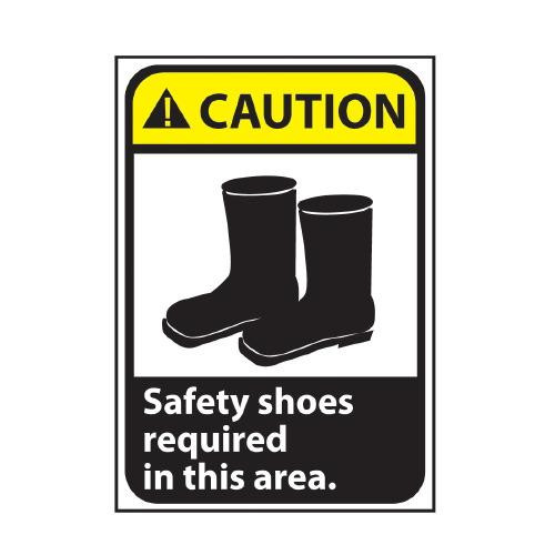 safety shoes required area caution sign, 14' x 10', rigid pl