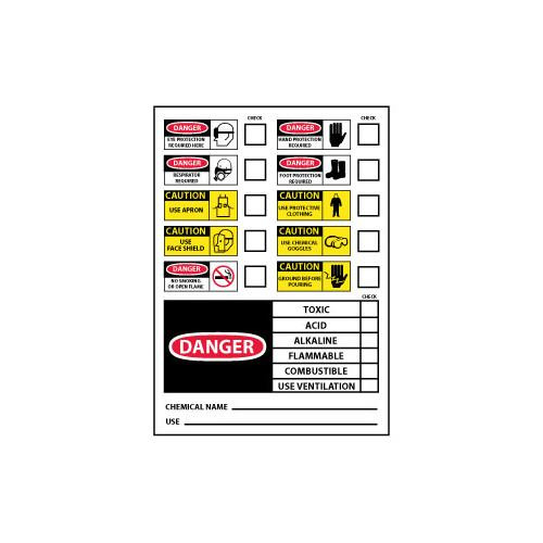 labels, chemical id, 14x10, rigid plastic