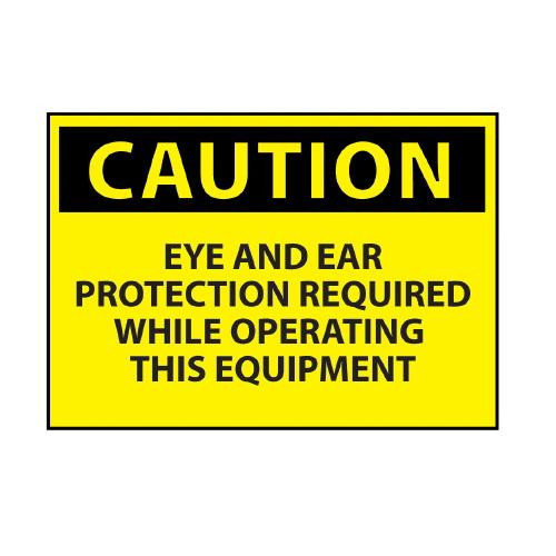 caution, eye and ear protection required sign, 10 , al