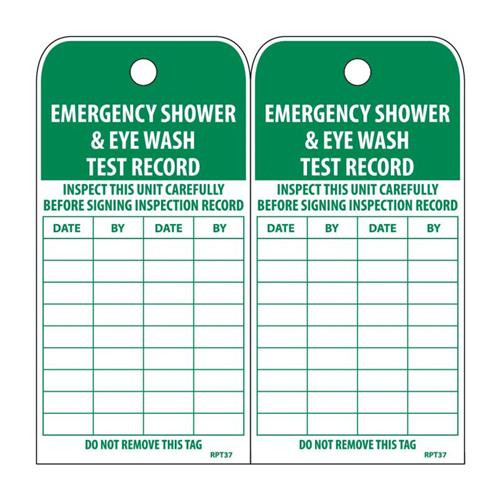 emergency shower & eye wash test record tag, 6x3, box of 10