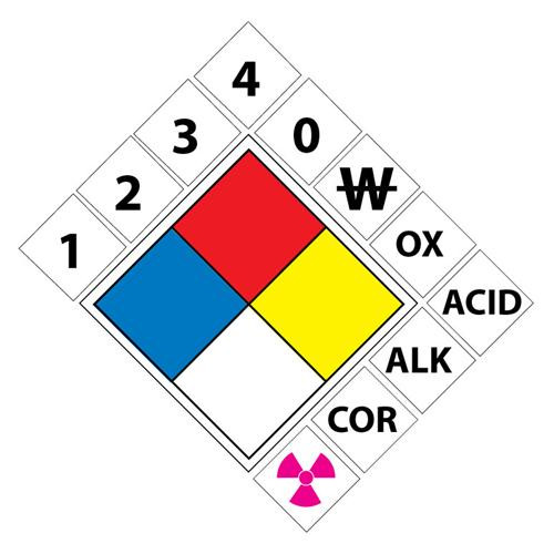 placard with 3 sets of 4" numbers 0-4 and six symbols, 10x10, rigid plastic