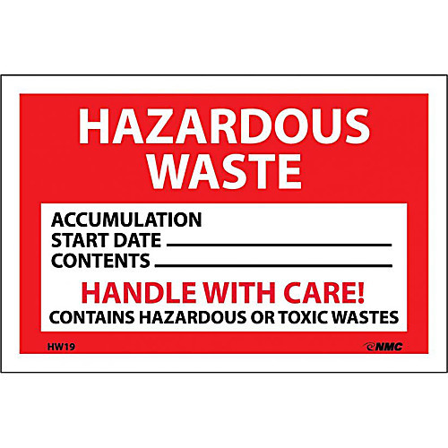 labels, hazardous waste- handle with care, 4x6, ps paper, 50
