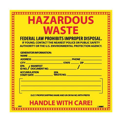 labels, hazardous waste, chemical identification, 6x6, ps vi