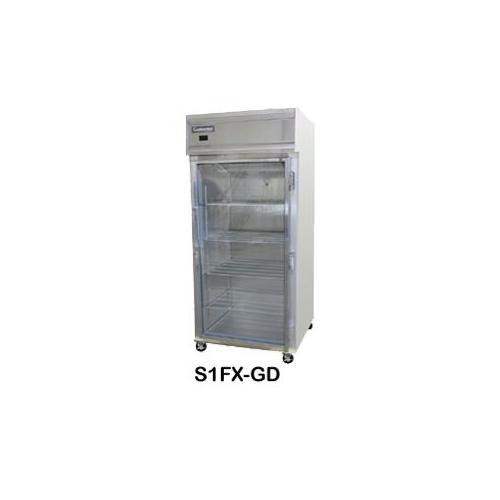extra-wide freezer, s/s front, aluminum end panels & interior, 30 cu ft., hinged glass door, 115-208/230v