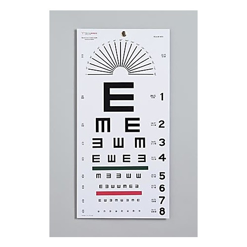 snellen eye test chart, 20 ft, non-reflective matte finish, 22" x 11"