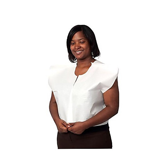 exam cape, tissue/ poly/ tissue, 30" x 21", blue, traditional front/ back opening, 100/cs (110 cs/plt)