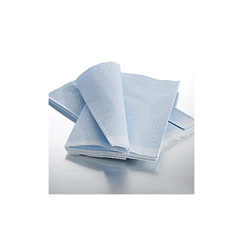 fanfold drape sheet, tissue/ poly/ tissue, blue, 40" x 48", 50/cs (108 cs/plt)